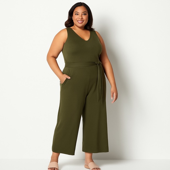 Encore by Idina Menzel Pants - 💃 Encore by Idina Menzel Belted Wide Leg Jumpsuit Soft Stretch Jersey Pockets 2X